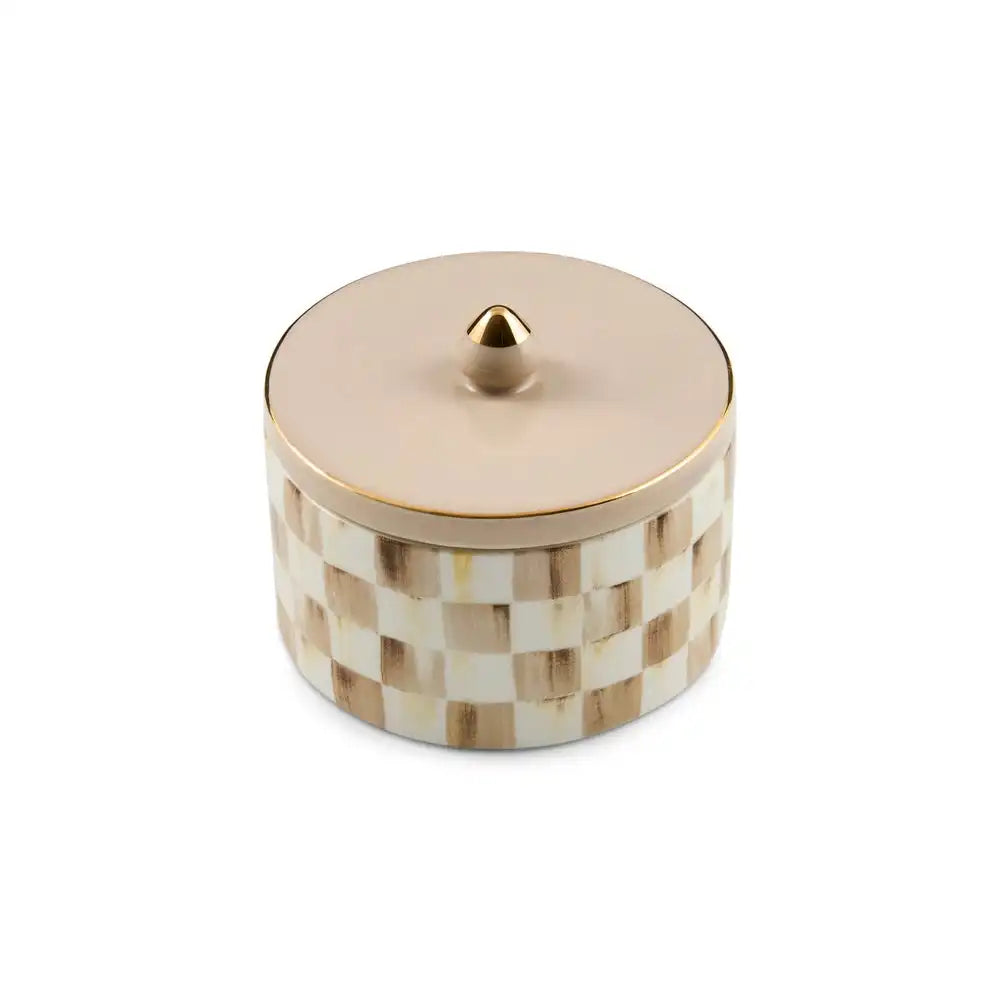 Mocha Check Trinket Box
