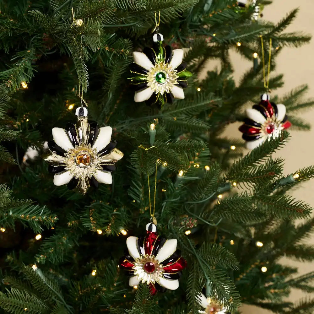 Traditional Reflector Star Glass Ornaments, Set of 6