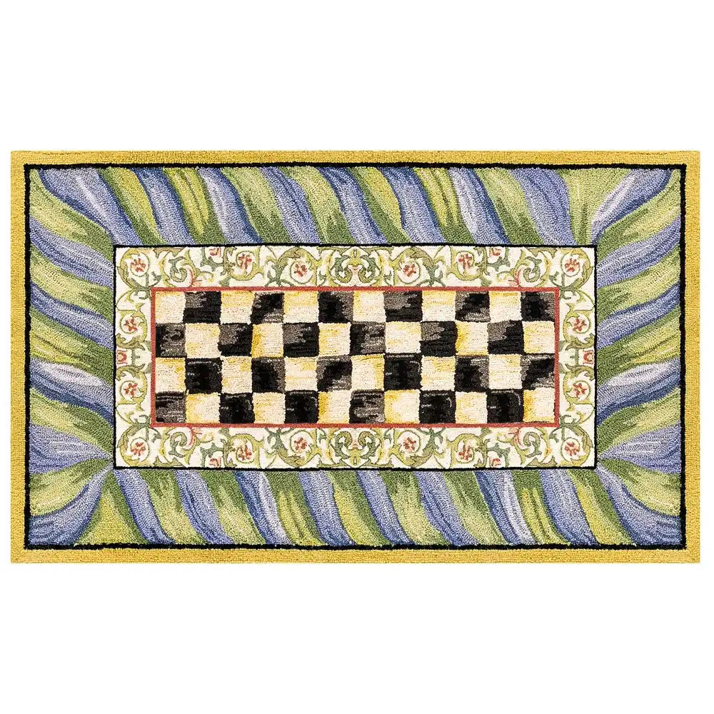 Courtly Check Purple & Green 3' x 5' Washable Rug