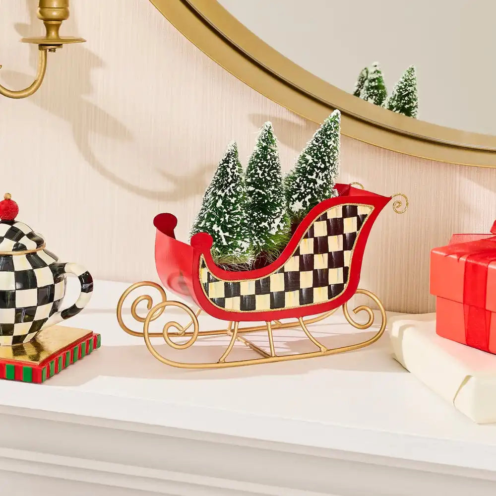 Merry Christmas Tin Sleigh with Trees