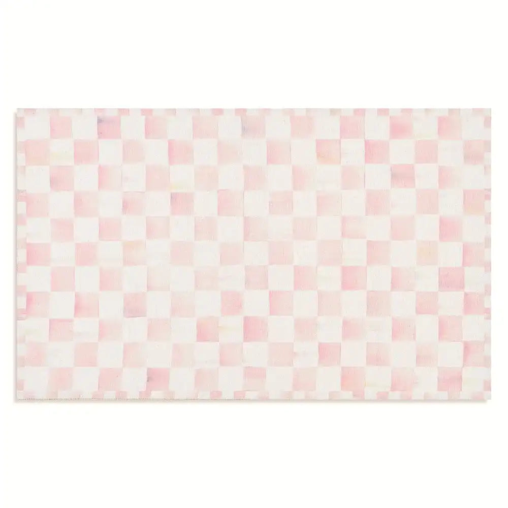Rosy Checkered 3' x 5' Washable Rug