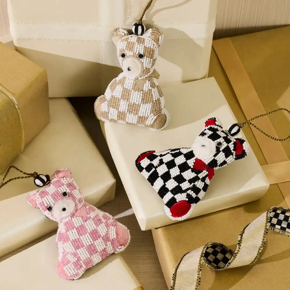 Courtly Check Bear Beaded Ornament