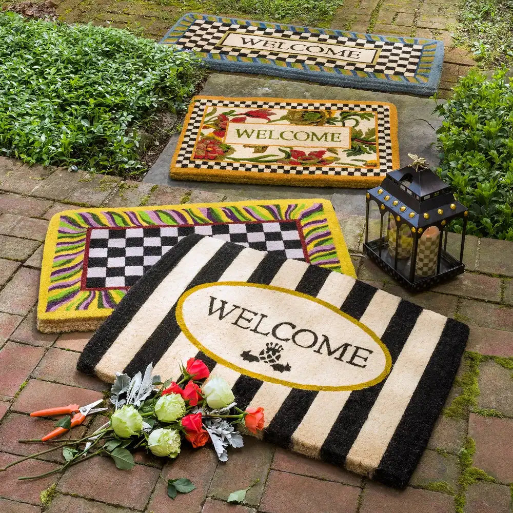 Welcome Periwinkle Double Door Entrance Mat