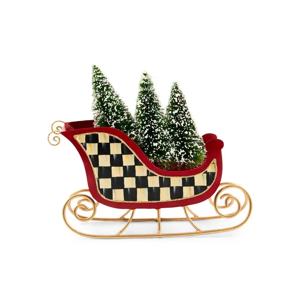 Merry Christmas Tin Sleigh with Trees