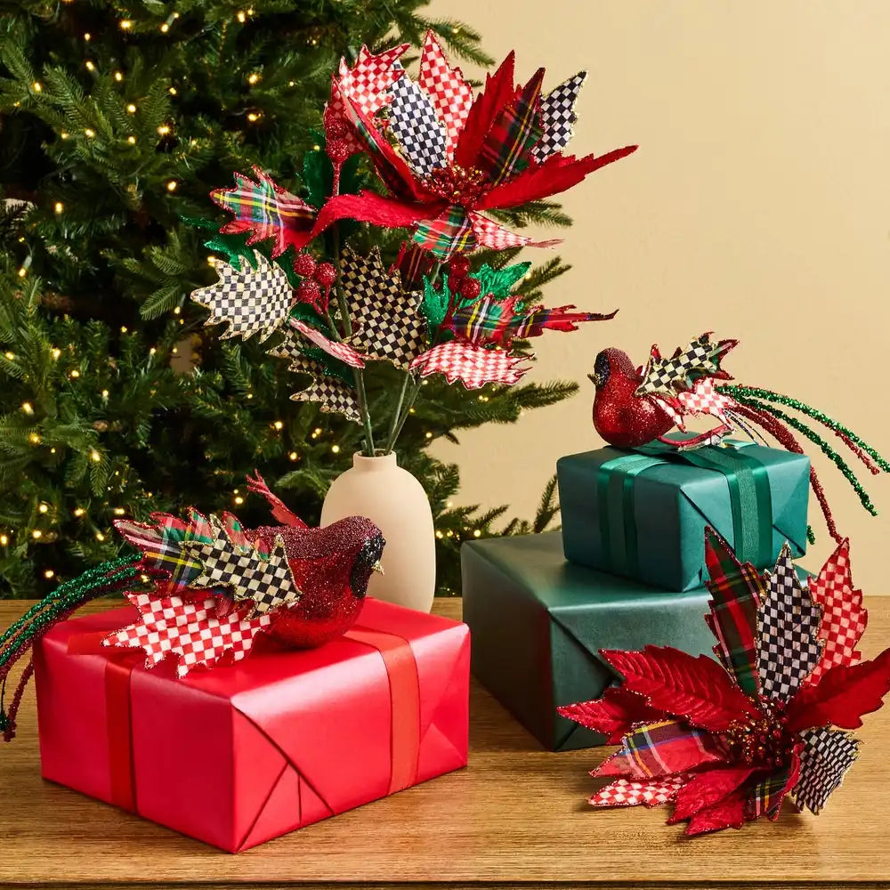 Timeless Tartan Poinsettia Stem