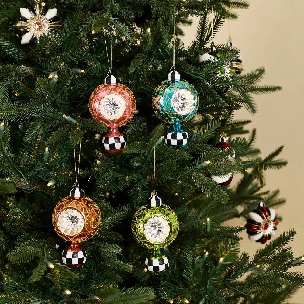 Confetti Reflector Glass Ornaments, Set of 4