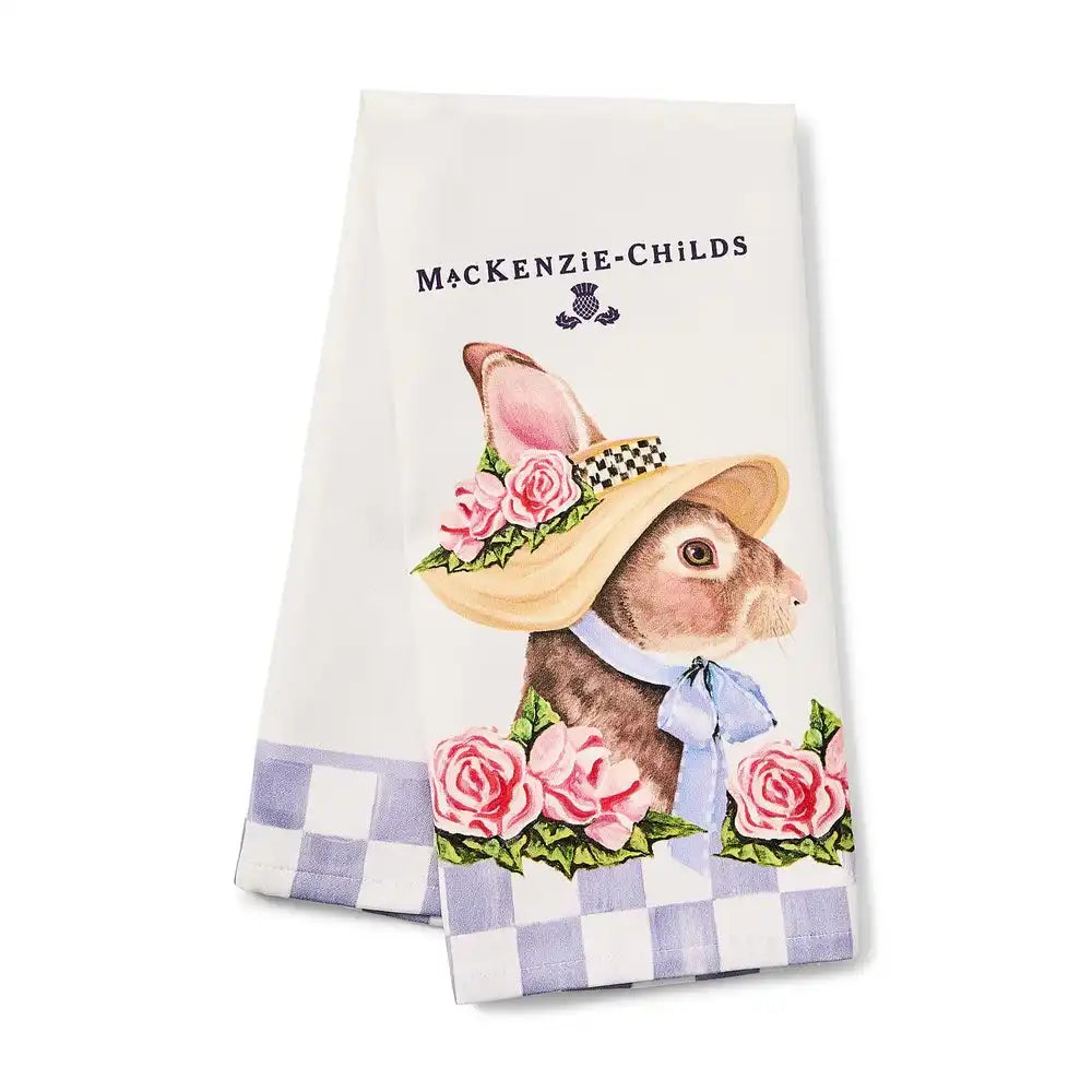 Rabbit with Bonnet Printed Dish Towel