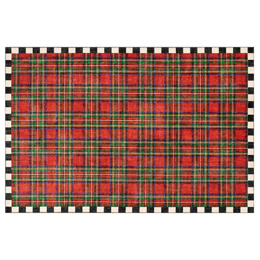 Royal Stewart Tartan Red 5' x 7'6" Washable Rug