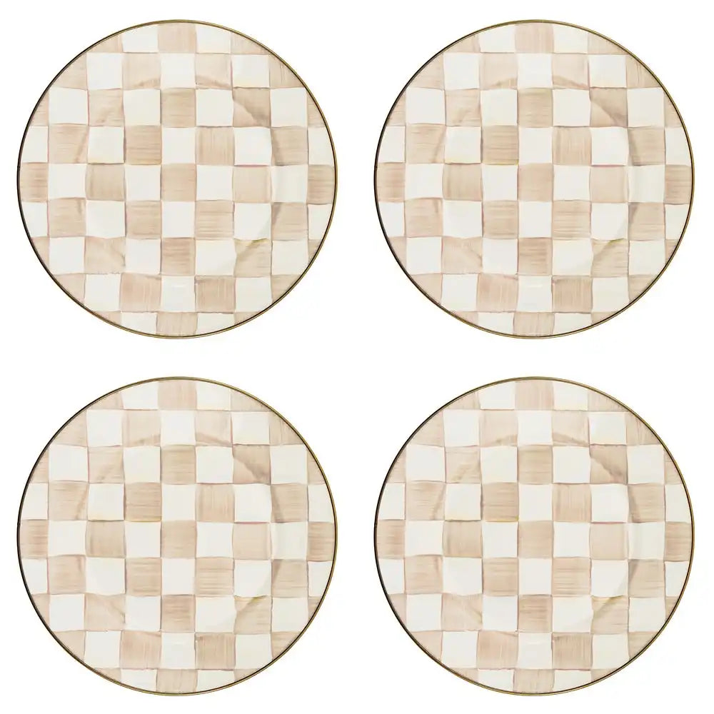 Mocha Check Dinner Plate, Set of 4