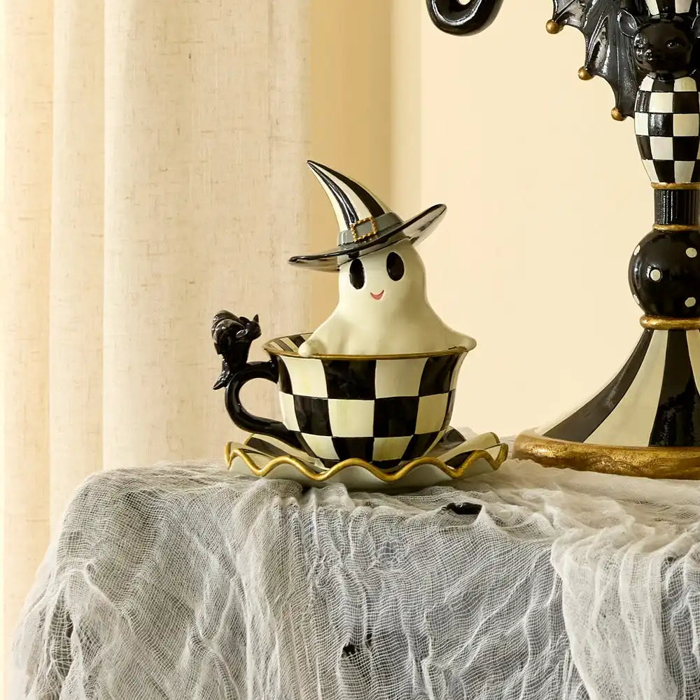 Courtly Check Teacup Ghost Decor