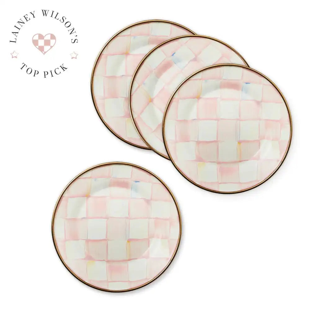 Rosy Check Appetizer Plates, Set of 4